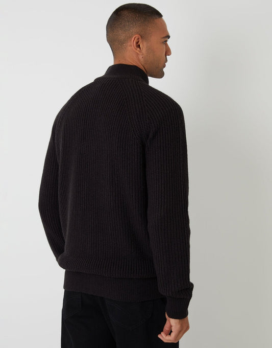 Zip Up Microfleece Lined Cardigan in Black by SATRI & CO. – product view 2