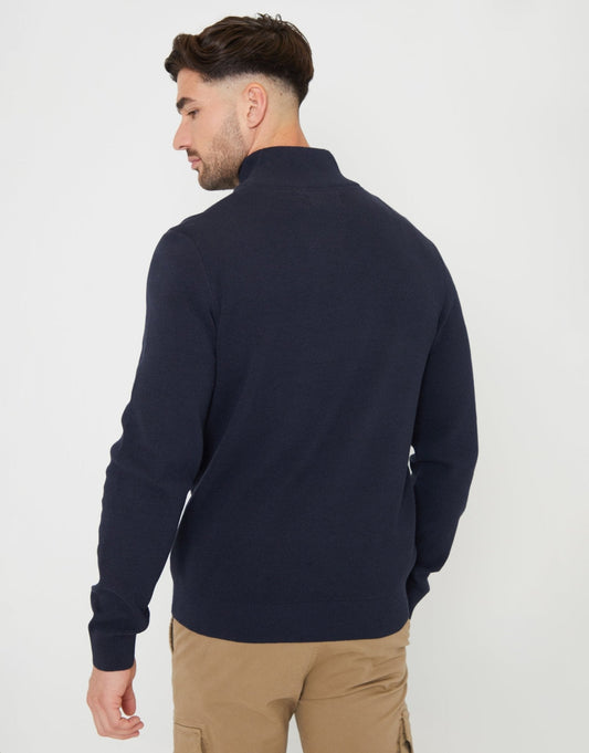 Men's Milano Stitch Quarter Zip Jumper in Navy – view 2