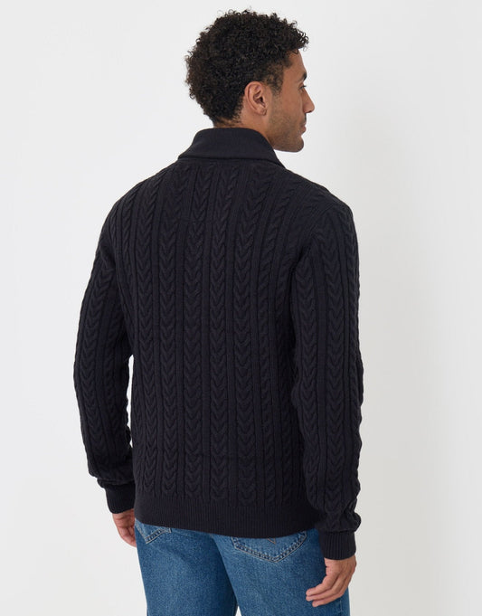 Cable Knit Shawl Cardigan in Navy by SATRI & CO. – product view 2