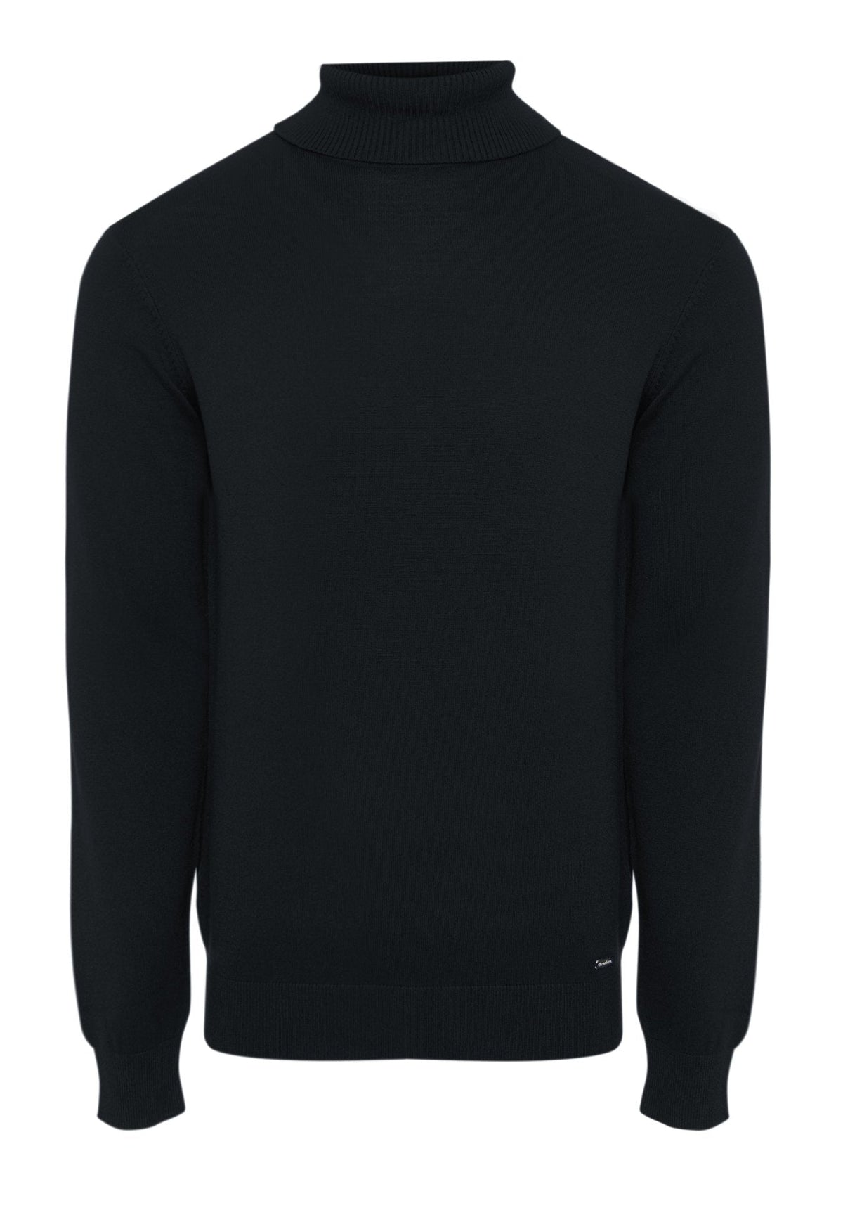 Men's Knitted Roll Neck Jumper in Black – view 5