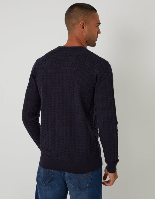 Men's Warm Layering Jumper for Autumn and Winter in Navy – view 2