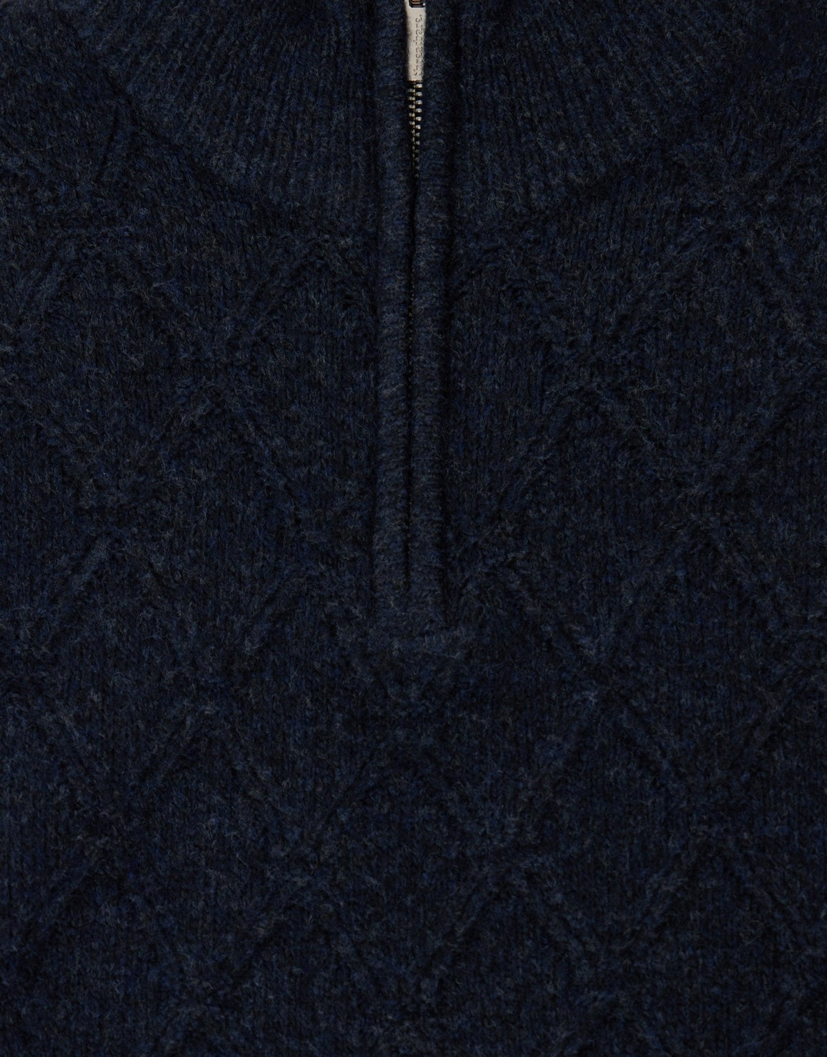 Men's Diamond Cable Knit Quarter Zip Jumper in Navy – view 5