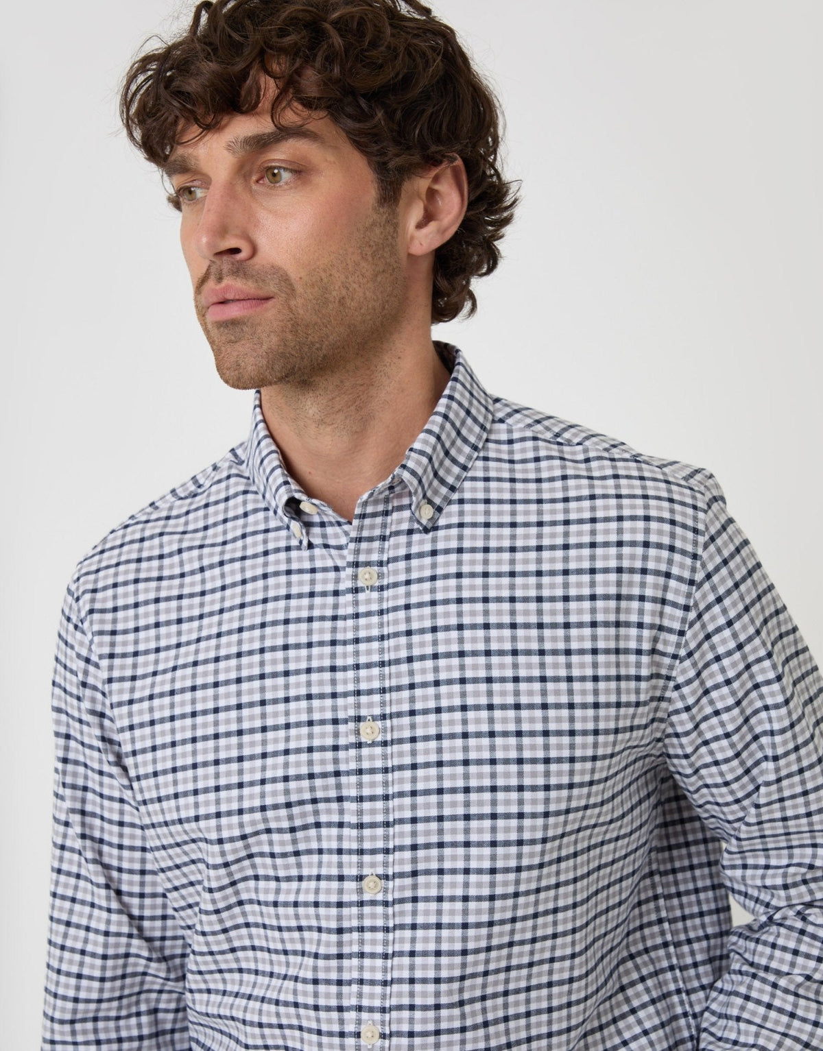 Men's Versatile Check Shirt for Any Day of the Week in Grey Check – view 4