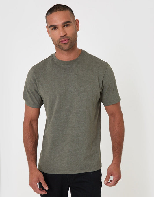 Peached Crew Neck T-Shirt in Khaki by SATRI & CO. – product view 2