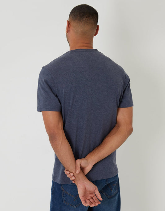 Peached Crew Neck T-Shirt in Navy Marl by SATRI & CO. – product view 2