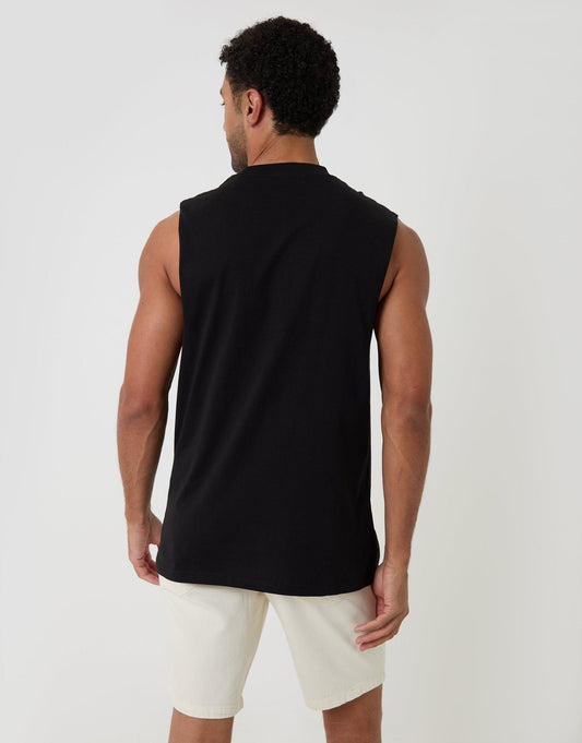 Relaxed Fit Cotton Crew Neck Vest in Black by SATRI & CO. – product view 2