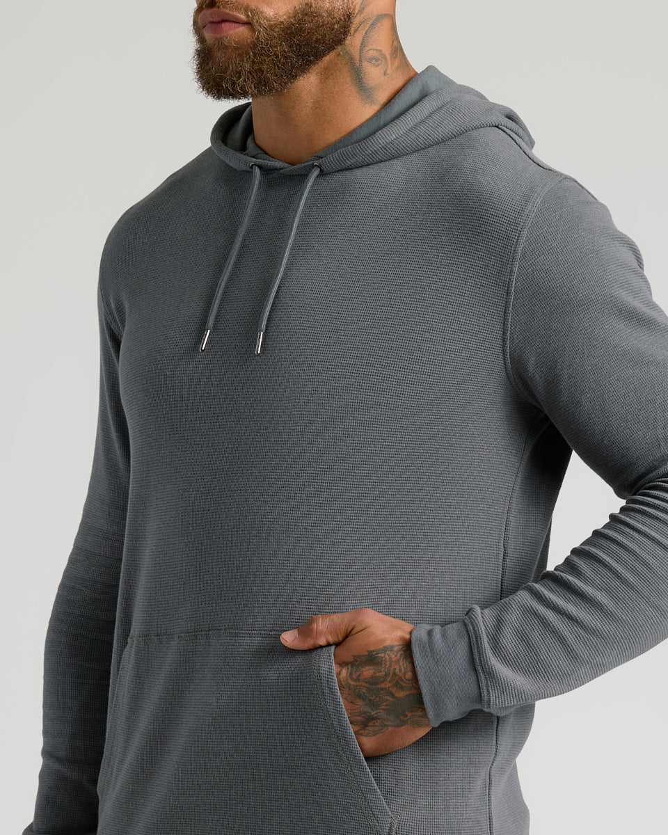 Men's Waffle Knit Hoodie 2-Pack in Black & Carbon – view 7