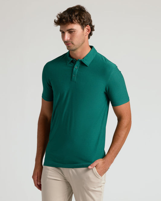 Men's Tall Active Polo Shirt 3-Pack – Short Sleeve, 3-Button Placket, Quick-Dry | Clover, Lichen & Quartz Rose
