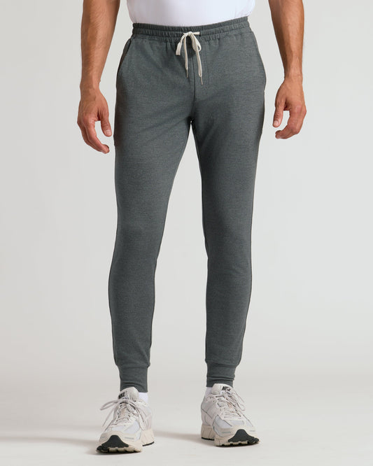 Men's Active Joggers 2-Pack – 4-Way Stretch, Peached Finish, Zip Back Pocket | Charcoal Grey & Heather Navy