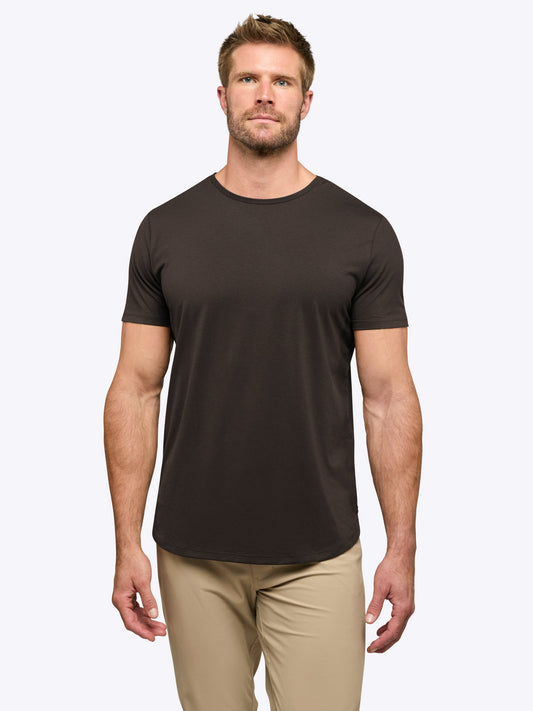 Men's Curved Hem Crew Neck T-Shirt – Soft Wrinkle-Resistant Fabric, Tailored Fit | Truffle
