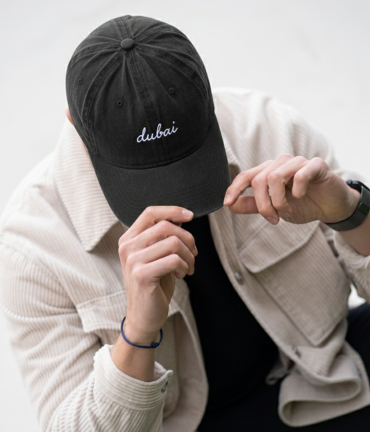 Dubai Script Men's Embroidered Washed Cotton Baseball Cap – view 2