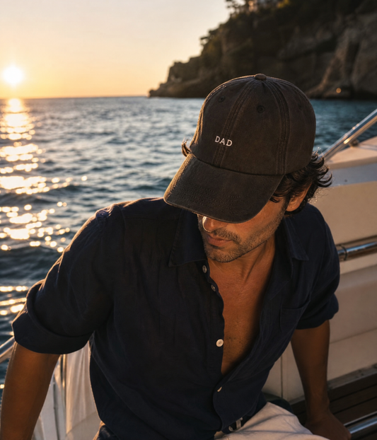 Dad Men's Embroidered Washed Cotton Baseball Cap in Black – view 2