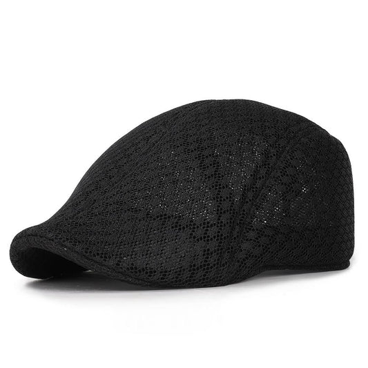 Warren Men's Mesh Flat Cap – 100% Cotton, Breathable Mesh Design, Short Peak, Adjustable 55–60 cm