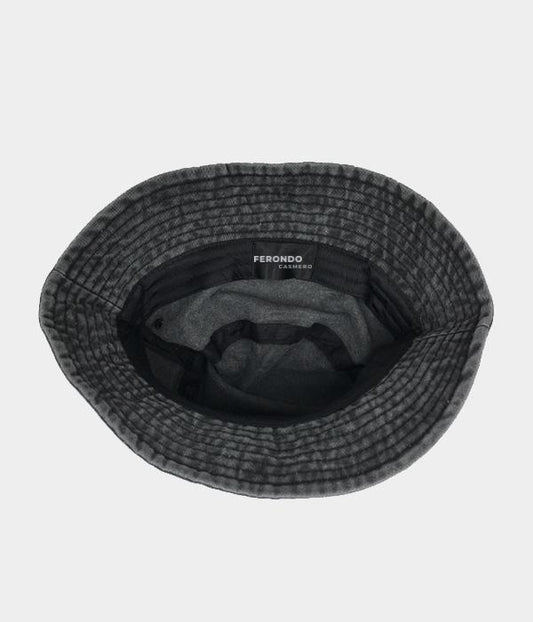 Men's Washed Cotton Bucket Hat in Black – view 2