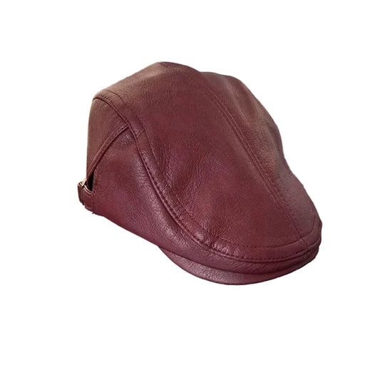 Westminster Men's Faux Leather Duckbill Flat Cap – Vegan Leather, Cotton Sweatband, Adjustable 55–60 cm