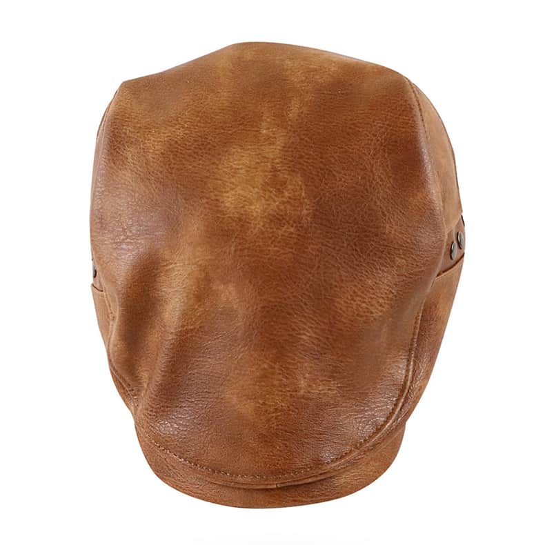 William Men's Leather & Cotton Duckbill Flat Cap – 60% Genuine Leather, Sleek Shape, Adjustable 56–60 cm