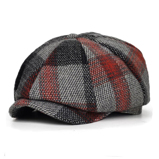 Yankton Men's Plaid Wool Newsboy Cap – Tartan Check, Classic Full Crown, Two Sizes 58 and 60 cm