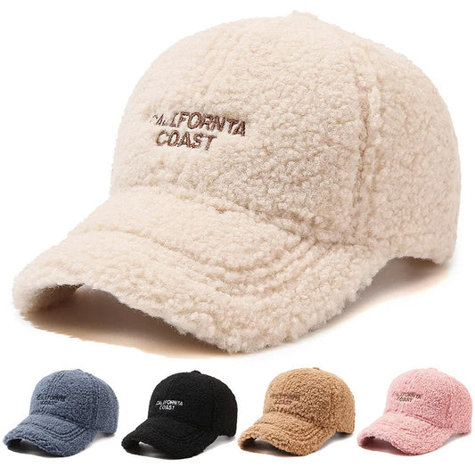 California Coast Men's Fuzzy Cotton Baseball Cap – Soft Furry Texture, Winter Feel, Adjustable Fit