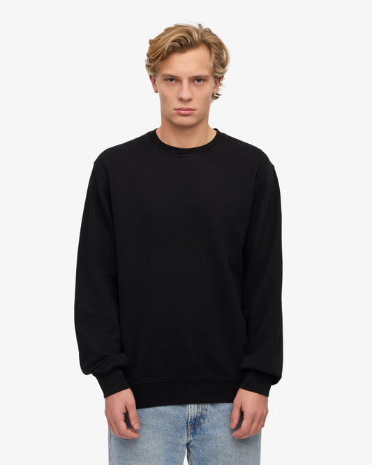Men's Organic Cotton Crewneck Sweatsuit – Classic Fit Sweatshirt, Tapered Drawstring Sweatpants | Deep Black