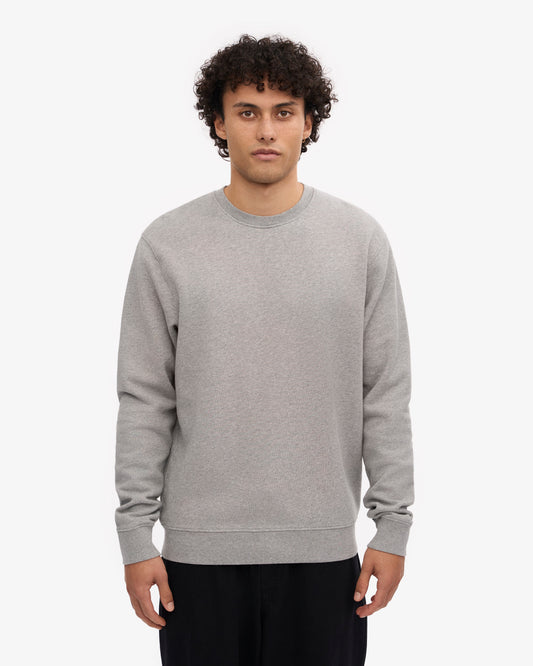 Men's Organic Cotton Crewneck Sweatsuit – Classic Fit Sweatshirt, Tapered Drawstring Sweatpants | Heather Grey