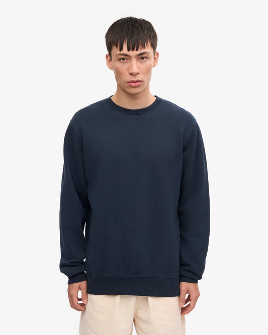 Men's Organic Cotton Crewneck Sweatsuit – Classic Fit Sweatshirt, Tapered Drawstring Sweatpants | Navy Blue