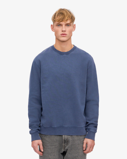 Men's Organic Cotton Crewneck Sweatsuit – Classic Fit Sweatshirt, Tapered Drawstring Sweatpants | Neptune Blue