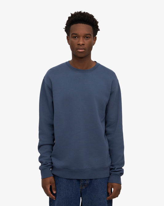 Men's Organic Cotton Crewneck Sweatsuit – Classic Fit Sweatshirt, Tapered Drawstring Sweatpants | Petrol Blue