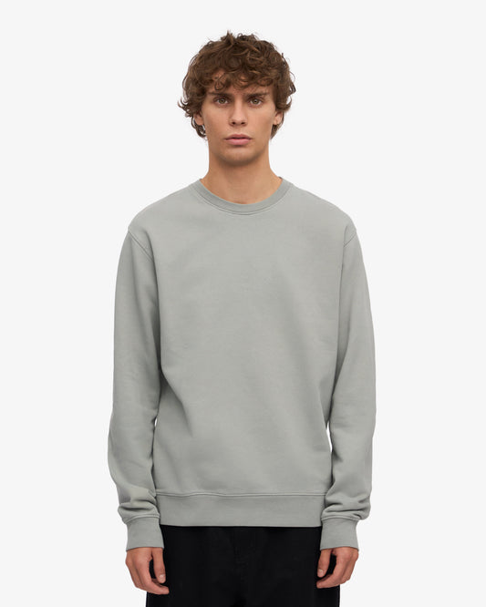 Men's Organic Cotton Crew Neck Sweatshirt – Garment-Dyed Jumper, Classic Regular Fit | Steel Blue
