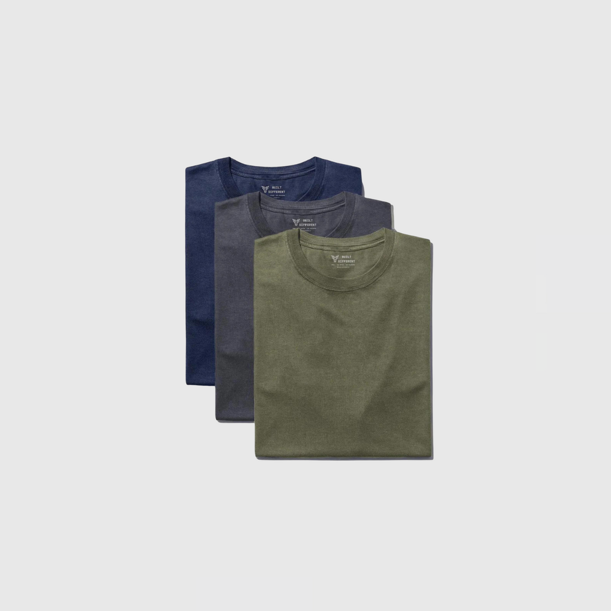 Men's Fitted Crew Neck T-Shirt 3-Pack – Butter-Soft Cotton Blend Jersey, Classic Side Seams | Navy, Carbon, Khaki