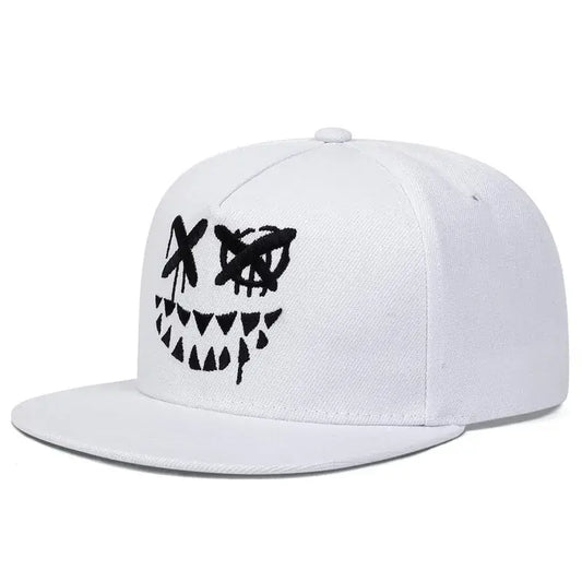 Demon Face Men's Acrylic Snapback Baseball Cap – Embroidered Demon Face Design, Adjustable 56–61 cm Fit