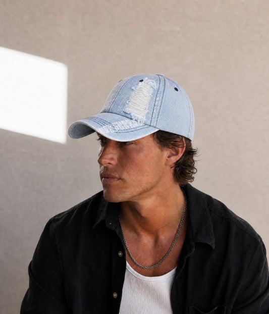 Torn Denim Men's Distressed Washed Baseball Cap – view 2