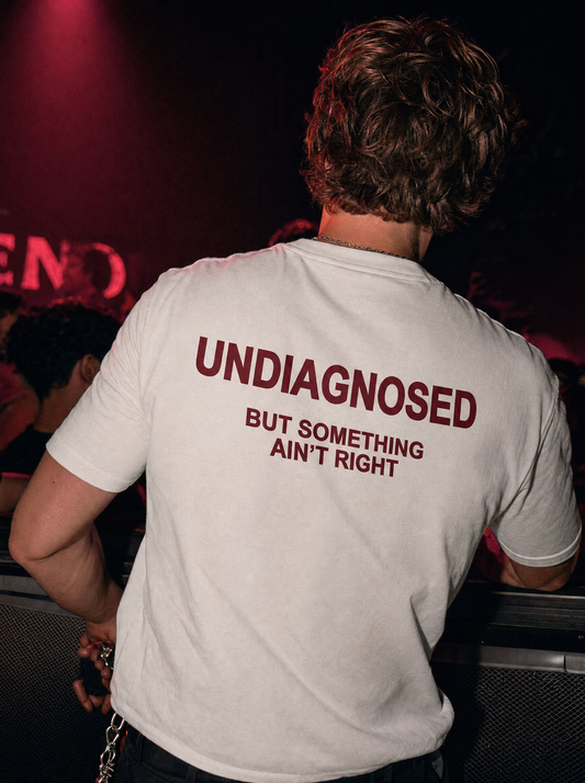 Undiagnosed Men's Organic Cotton Slogan T-Shirt – Bold Back Graphic, 155 g Fabric, Standard Fit