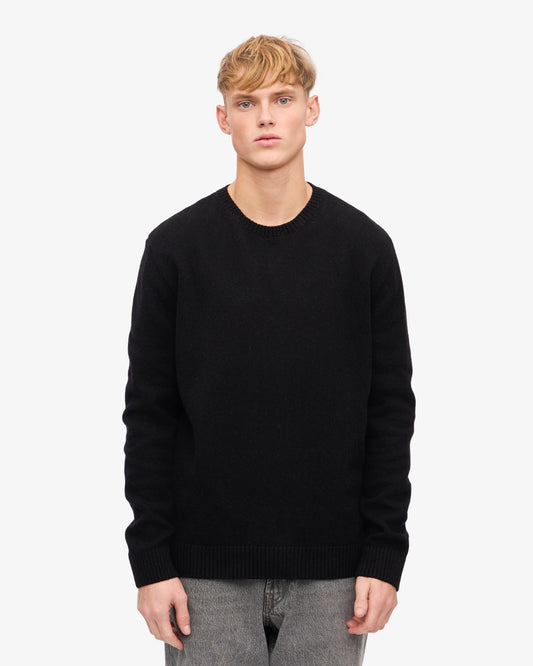 Men's Recycled Merino Wool Crew Neck Jumper in Deep Black – view 2