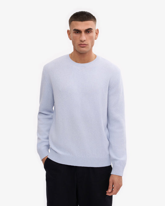Men's Recycled Merino Wool Crew Neck Jumper in Polar Blue – view 2