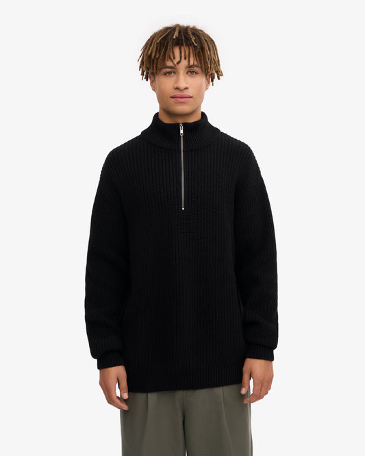 Men's Recycled Merino Wool Quarter Zip Jumper in Snow Melange – view 2