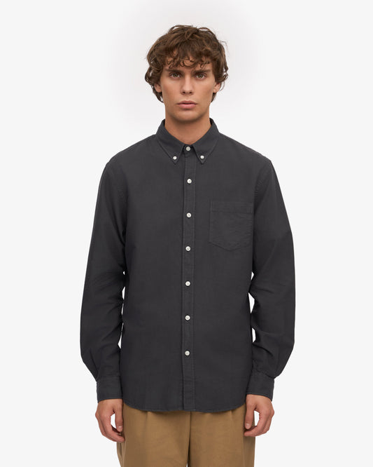 Men's Organic Cotton Oxford Shirt – Button-Down Collar, Slim Fit with Chest Pocket | Lava Grey
