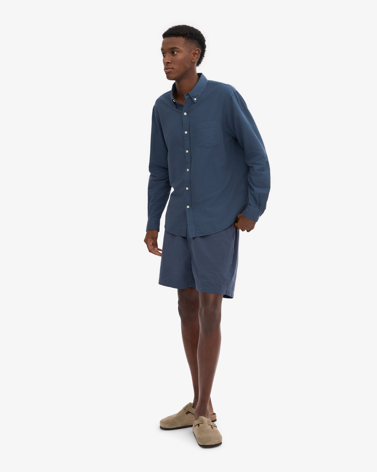 Men's Organic Cotton Oxford Shirt – Button-Down Collar, Slim Fit with Chest Pocket | Petrol Blue