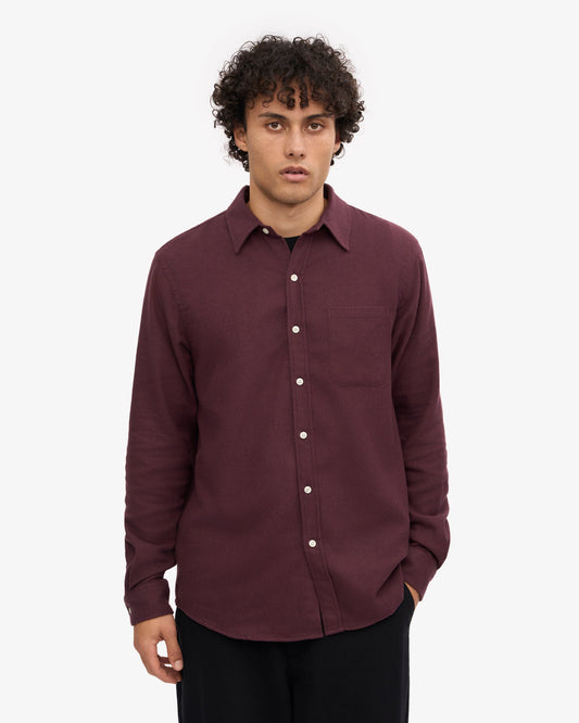Men's Organic Cotton Flannel Shirt – Lightweight Flannel, Regular Fit with Chest Pocket | Oxblood Red