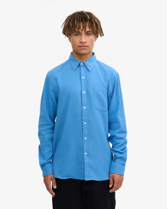 Men's Organic Cotton Flannel Shirt – Lightweight Flannel, Regular Fit with Chest Pocket | Pacific Blue