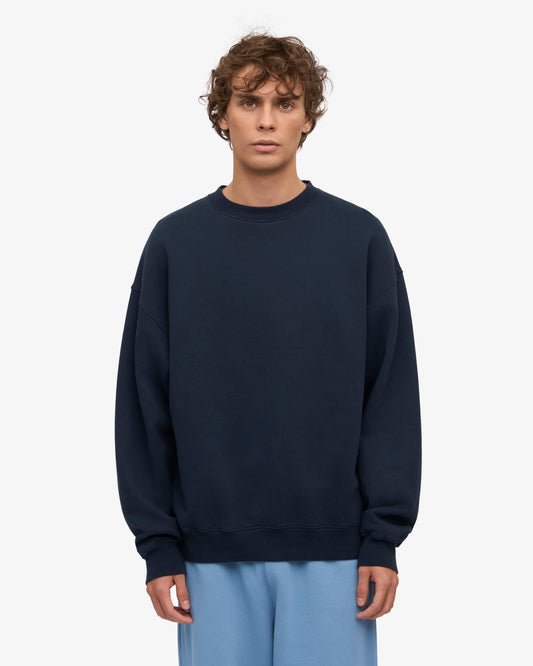 Men's Organic Cotton Oversized Crewneck Sweatsuit – Dropped Shoulders, Relaxed Drawstring Sweatpants | Navy Blue