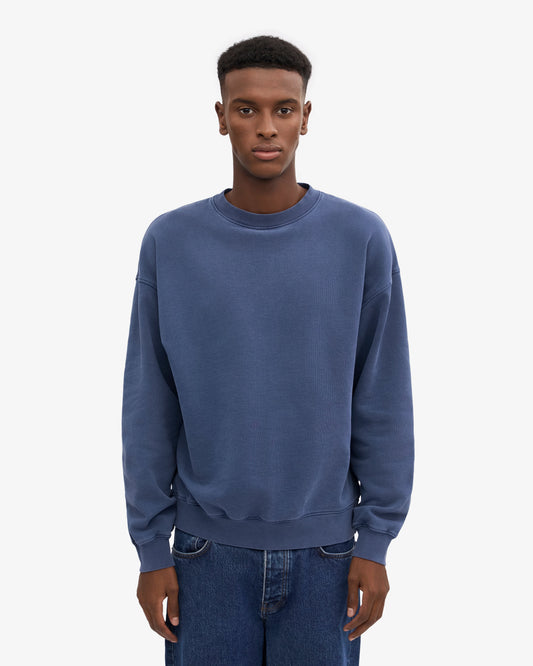 Men's Organic Cotton Oversized Crewneck Sweatsuit – Dropped Shoulders, Relaxed Drawstring Sweatpants | Neptune Blue