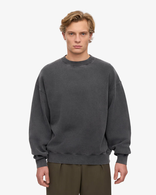 Men's Organic Cotton Oversized Crewneck Sweatsuit – Dropped Shoulders, Relaxed Drawstring Sweatpants | Faded Black
