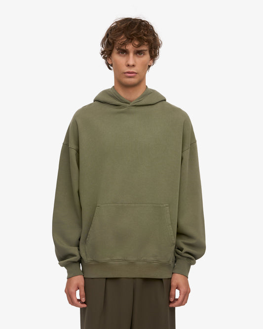 Men's Organic Cotton Hoodie Sweatsuit – Oversized Hoodie with Kangaroo Pocket, Relaxed Sweatpants | Dusty Olive