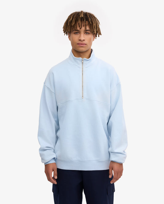 Men's Organic Cotton Quarter Zip Jumper in Polar Blue – view 2