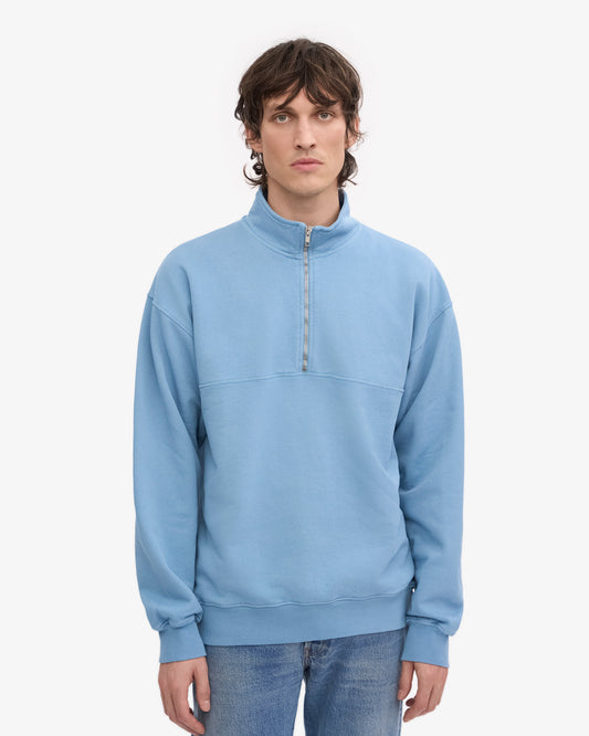 Men's Organic Cotton Quarter Zip Jumper in Seaside Blue – view 2