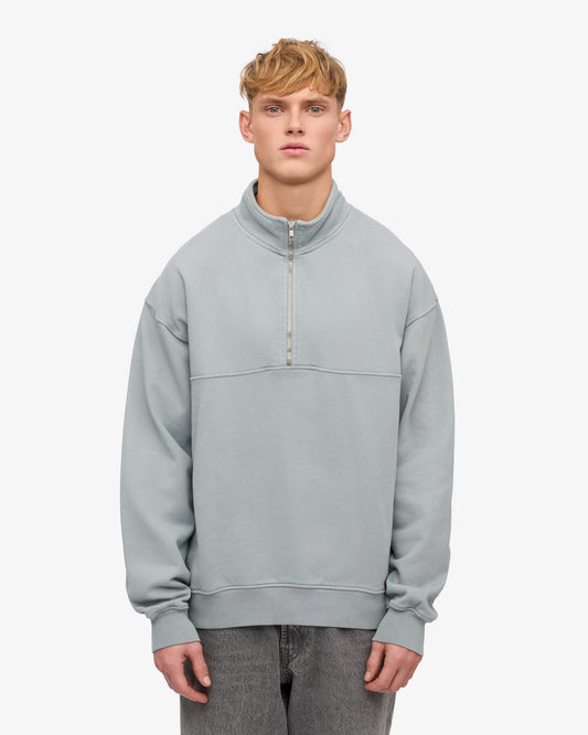 Men's Organic Cotton Quarter Zip Jumper in Steel Blue – view 2