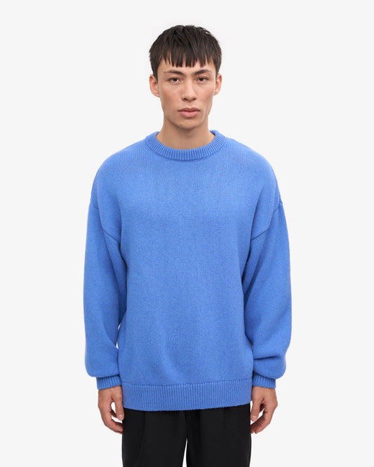 Men's Merino Wool Oversized Crew Jumper in Pacific Blue – view 2