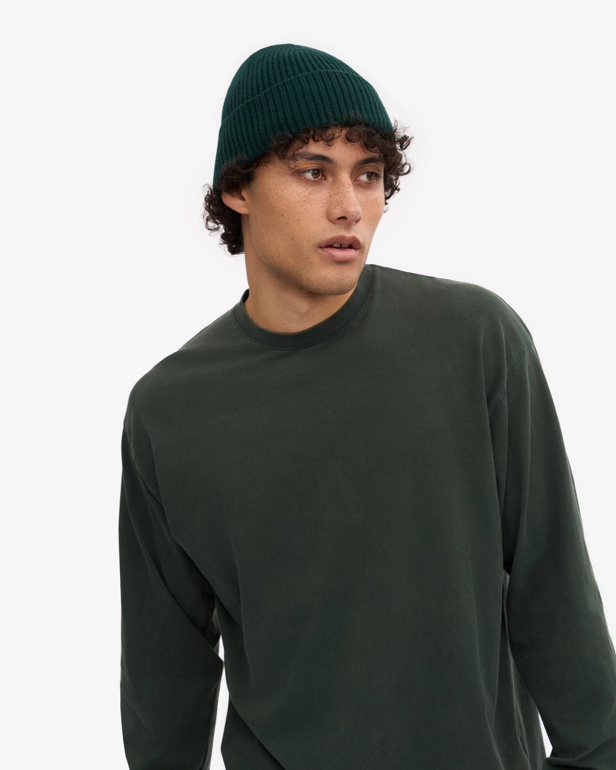 Men's Organic Cotton Oversized Long Sleeve T-Shirt in Midnight Forest – view 6