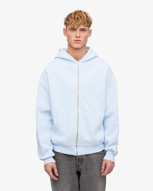 Men's Organic Cotton Oversized Zip Hoodie – Full-Zip Front, Garment-Dyed, Relaxed Fit | Polar Blue
