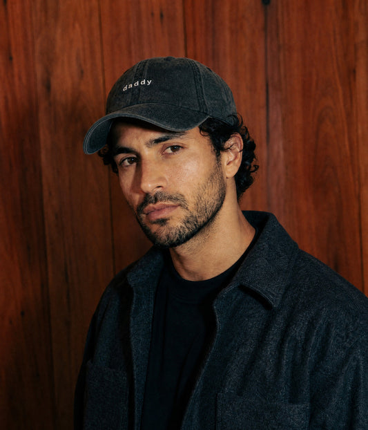 Daddy 2.0 Men's Embroidered Washed Cotton Baseball Cap in Black – view 2